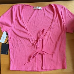Aritzia Wilfred Free only tie-front tshirt PINK